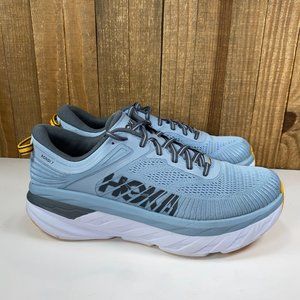 Hoka Bondi 7 Mens Size 10 Blue Fog Castlerock White Athletic Road Running Shoes